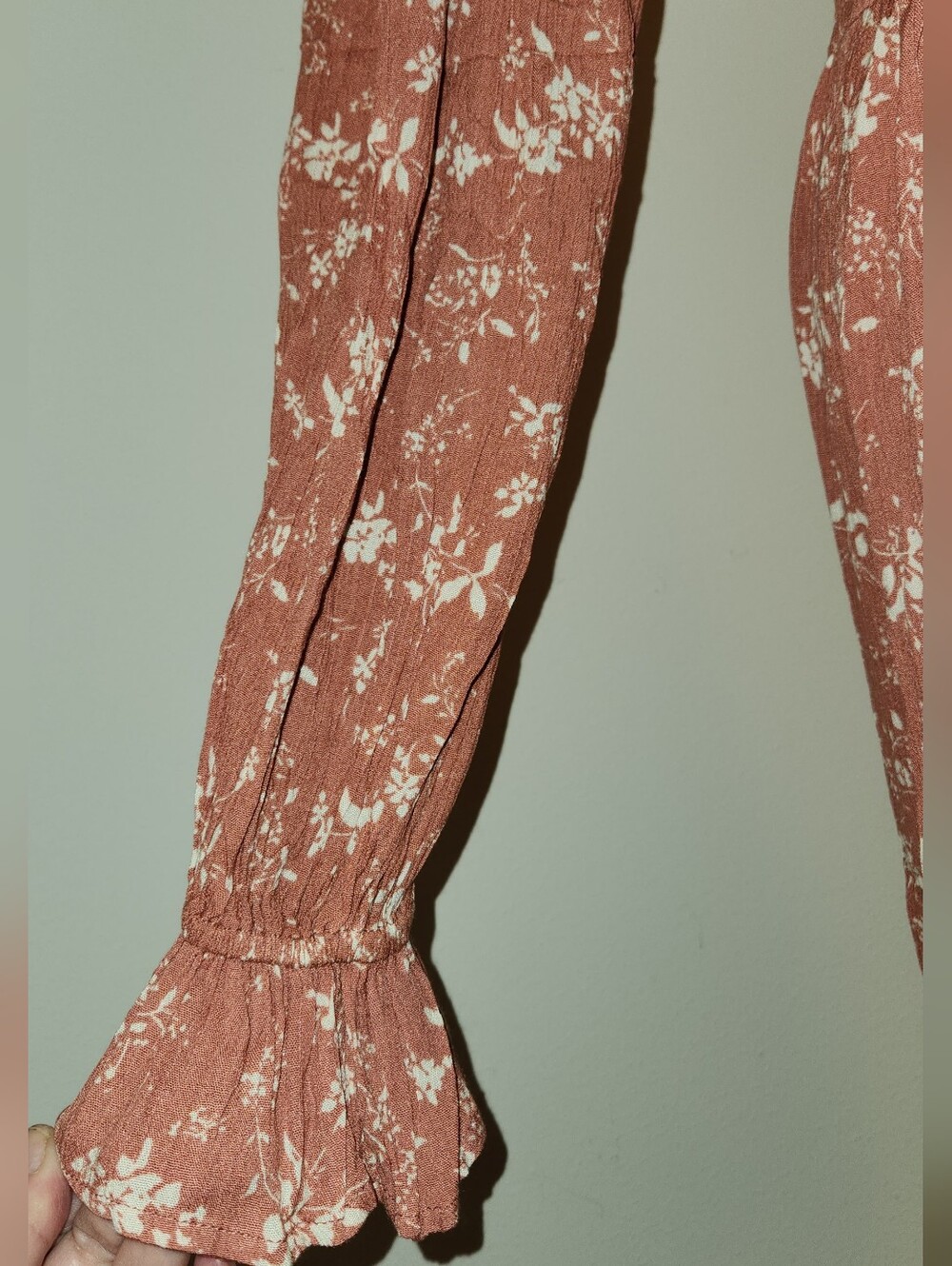 Promesa Rust Floral V-Neck Long Sleeve Midi Dress - Picture 4 of 6